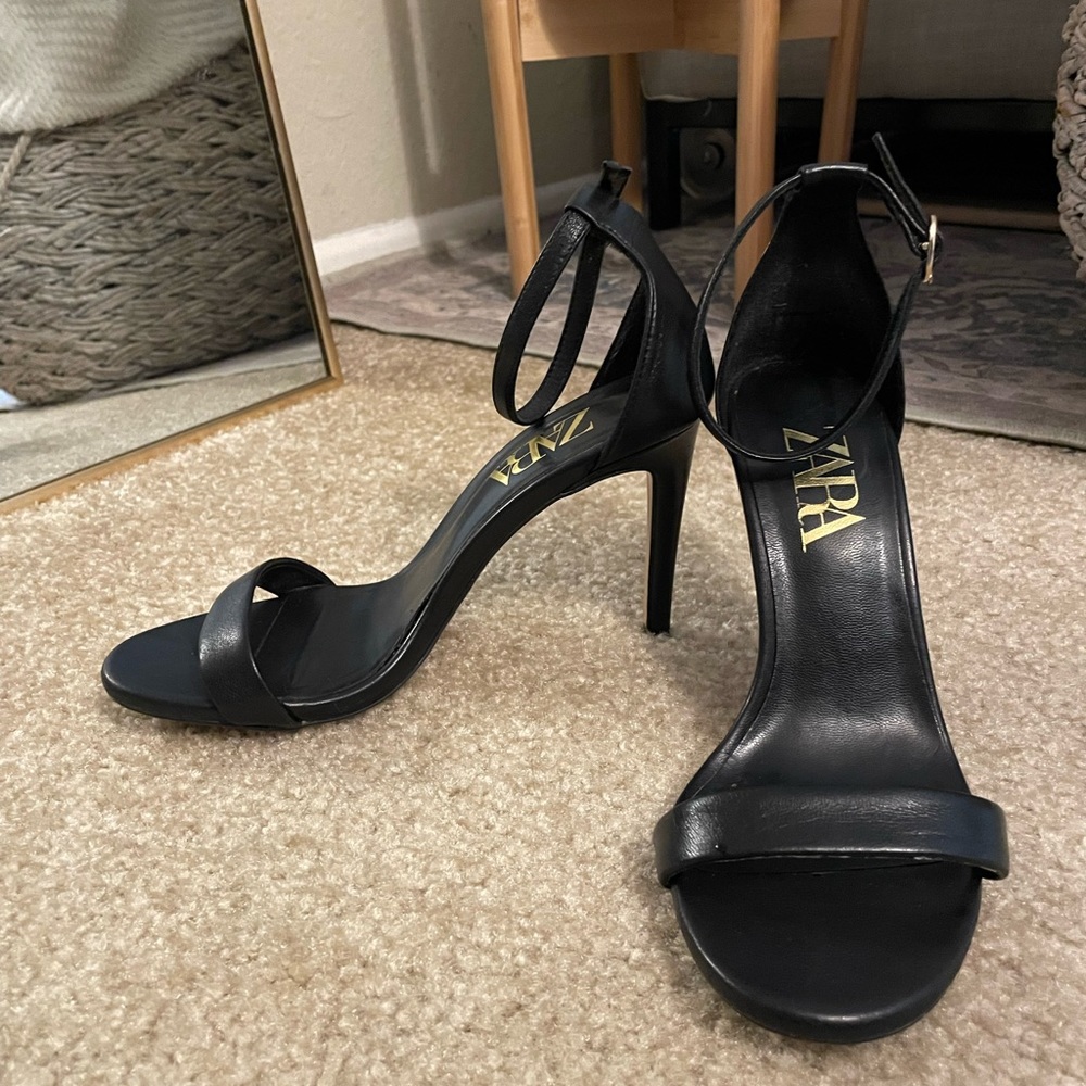 Zara strappy heel - 3.5 inch heel black